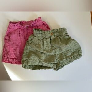H&M paper bag short bundle pink green 2T